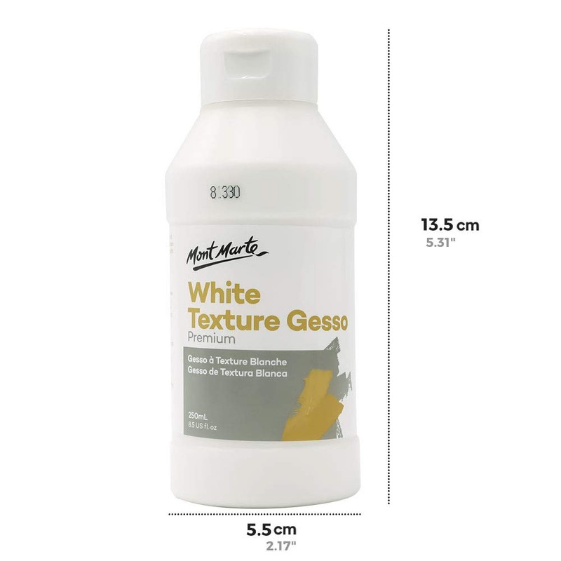 Mont Marte Premium White Texture Gesso 8.45oz (250ml), Suitable for