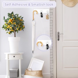 VIS'V Key Holder Wall Mount, Small Self Adhesive Key Hanger Metal Key Rail with 3 Key Hooks Key Rack Keychain Holder with Extra Adhesive for Entryway Doorway Hallway Camper RV - White