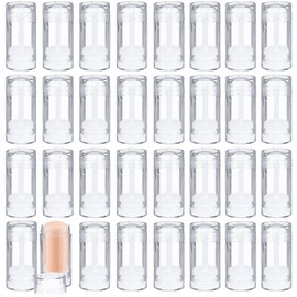 30 Pcs Empty Deodorant Containers Twist Filling Stick up Plastic Deodorant Container Refillable Deodorant Bottles Bottomfill Round Lip Balm Tubes for DIY Lipstick Crayon(30ml,Clear)