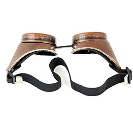 Genuine Saddle Leather Victorian Steampunk Style Goggles Bikers Burning Man Cosplay (Brown Leather)