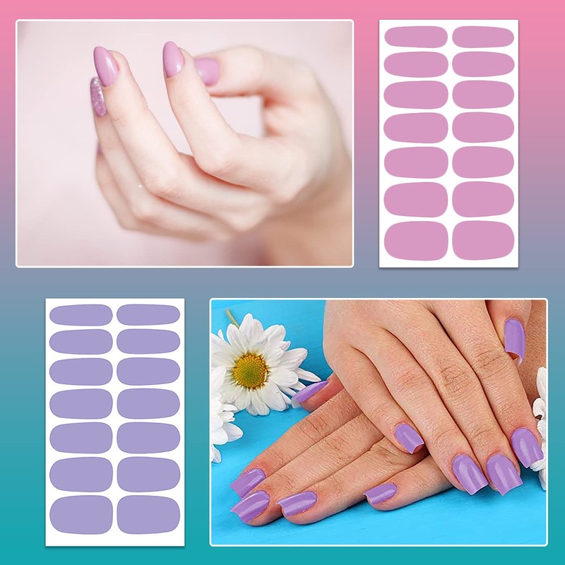 SILPECWEE 224 Pieces 16 Sheets Nail Polish Strips Solid Color