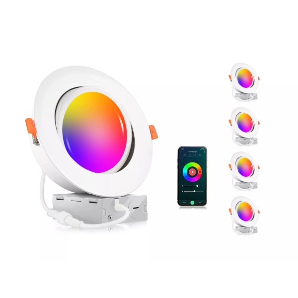 CLOUDY BAY [4 Pack] 6 inch Gimbal Smart WiFi LED