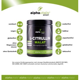 L-Citrulline Malate Hochdosiert + Magnesium Citrate – 539g – Vegan, Gluten Free, Lactose Free, Pre-Workout Booster