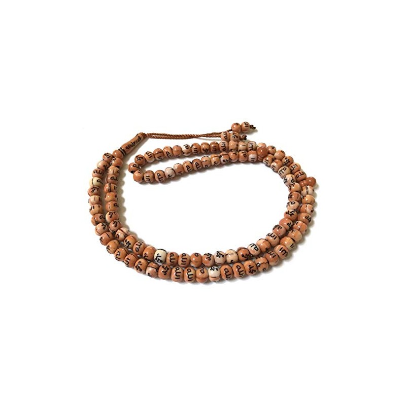 Allah & Muhammad Engraved Islamic Prayer Rosary Beads, Pastel Orange