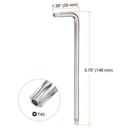 HARFINGTON 2pcs T40 Tamper Proof Torx Star Key Bit Wrench 5.75" Long Arm L-Shaped 6 Points Wrenches Chrome-Vanadium Steel Hand Tool for Automotive/Home Repairs