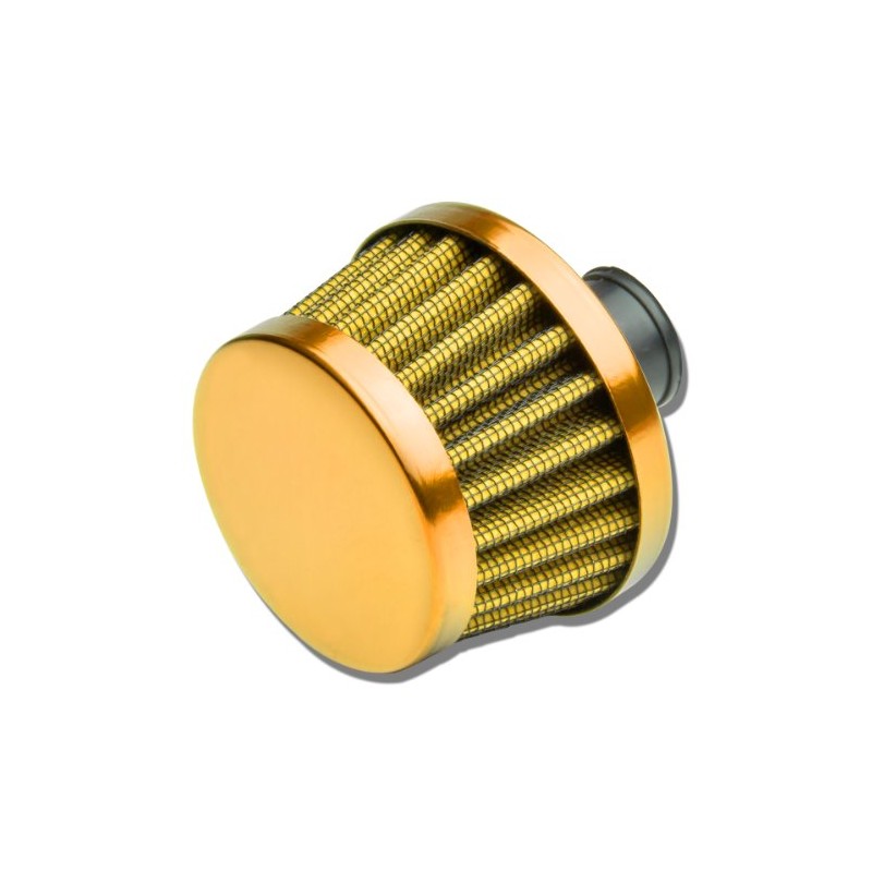 9MM Inlet Universal Chrome Cone Aluminum Crankcase Breather Filter (Yellow)