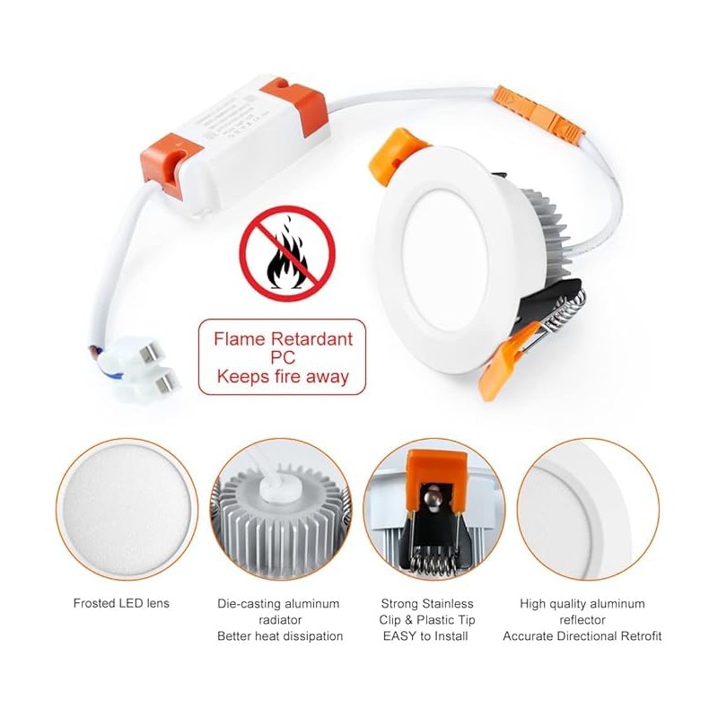 inShareplus 6 Pack 2 Inch LED Recessed Lighting, Downlight Dimmable