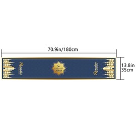 Ramadan Mubarak Table Runner Table Decorations - Ramadan Mosque Lantern Islamic Happy Ramadan Mubarak Party Supplies Decorations, 13.8x70 inches