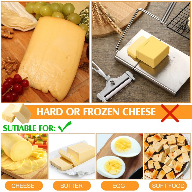 Jovitec 2 Pack Stainless Steel Cheese Slicer Wire Adjustable Handheld