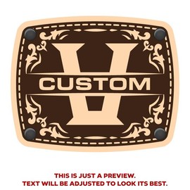 CityLocs Custom Initials Hat with Engraved Leather Patch - Letter: V, Hat Color: Brown/Khaki Trucker