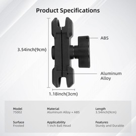 Mechrig Double Socket Arm,Extension Arm Compatible with Mounts Any B Size 1" Ball Head Components & Bike Motorcycle Car Phone Mount Holder with 1'' Ball Adapter, Aluminum Alloy & Medium 3.54", 75002