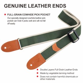 Nefelibata Guitar Strap Cotton Guitar Straps with Pick Pocket for Bass Electric Acoustic Guitar with Free Strap Button, 1 Pair of Strap Locks and 4 Picks