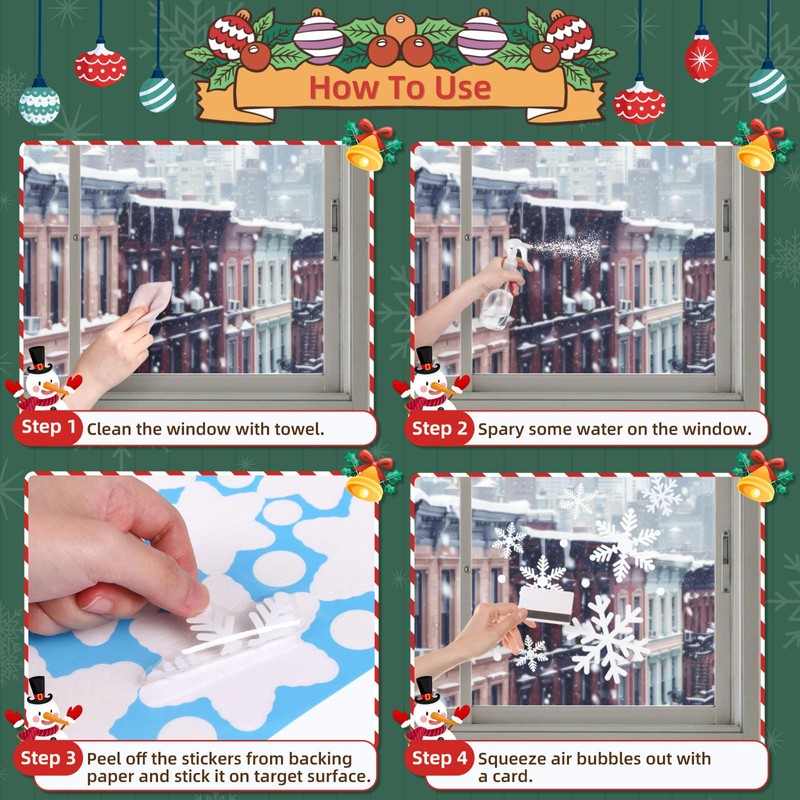 Naler 90 Pegatinas Ventana Decorativa Pegatinas Estáticas Copo de Nieve
