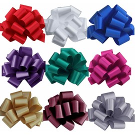 Gift Wrap Pull Bows Holiday Christmas Birthday Pack of 12 Multi Colors 5 1/2" Bows