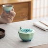 Zen Incense Burner with Lotus Lid Design (Lake Blue), Ceramic