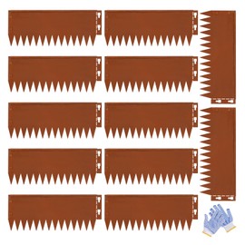 Corten Steel Lanscape Edging 20" L* 8" H Metal Garden Edging 12pcs Pre-Rusted Steel Garden Edging,20 Foot Kit for DIY Outdoor Patio Balcony Yard Walkway (Rusted, 8 inch)