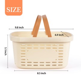 Jydesicr Plastic Shower Caddy Portable,Tote Storage Organizer Basket Bin with Handle for Bathroom,Dorm,College,Camp,Travel,1 Pack,Cream