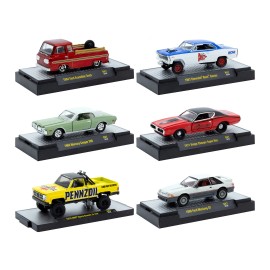 DCD Release 87 Limited Edition 1/64 Scale Diecast Model Cars M2 Machines Auto Meets Set 6 Cars Open Doors Displayed Cases