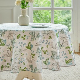 Wracra Vibrant Leaves Tablecloth Cotton Linen 120cm Table Cloth Round Indoor Outdoor Table Cover Suitable for Party,Picnic,Dining,Garden(Round 120cm)