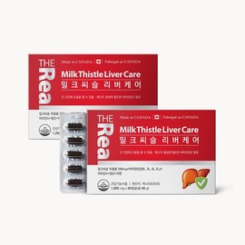 The Real 더리얼 밀크씨슬 리버케어 1000mg x 60캡슐 x 2박스 4개월분 The Real Milk Thistle Liver Care 1000mg x 60 Capsules x 2 Boxes 4-Month Supply