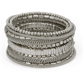 SPUNKYsoul Handmade Bohemian Coil in Silver Bracelet for Women Collection