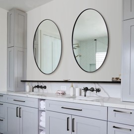 ANDY STAR Black Oval Mirror for Bathroom, 24x36’’ Wall Mirror for Bathroom, Large Oval Black Mirror for Bathroom, Oval Vanity Mirror Oval Wall Mirror Stainless Steel Metal Frame Wall Mount Mirror