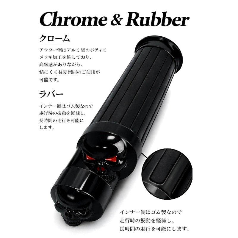 Motorcycle Grip 1 inch 25mm Skull End Grip American Custom