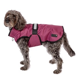 Danish Design 3-in-1 Dog Coat Plum, 33cm (13in) - All Weather, Waterpoof, Fleece-Lined, Reflective Raincoat for Dogs