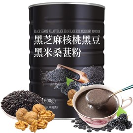 Black Sesame Walnut Black Rice Mulberry Powder 600g/21.16oz,Nutritious Breakfast Porridge, Quick Snack, Meal Replacement, Chinese Gift Option (Sugary,1can)