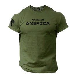 Made in America Men T Shirt – USA Flag Shirts for Men (Army Green, Large)
