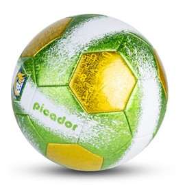 PP PICADOR Size 4 Soccer Balls, Laser Leather Soccer Ball for Sport Training & Match Play - Vibrant Soccer Balls Gift Set with Pump for Kids and Youth(Green/Yellow)