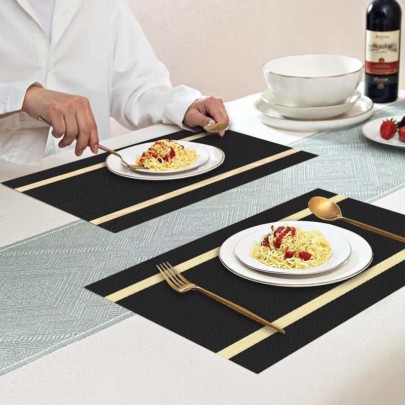 PullinTimes Set of 6 place mats, washable PVC, heat resistant,