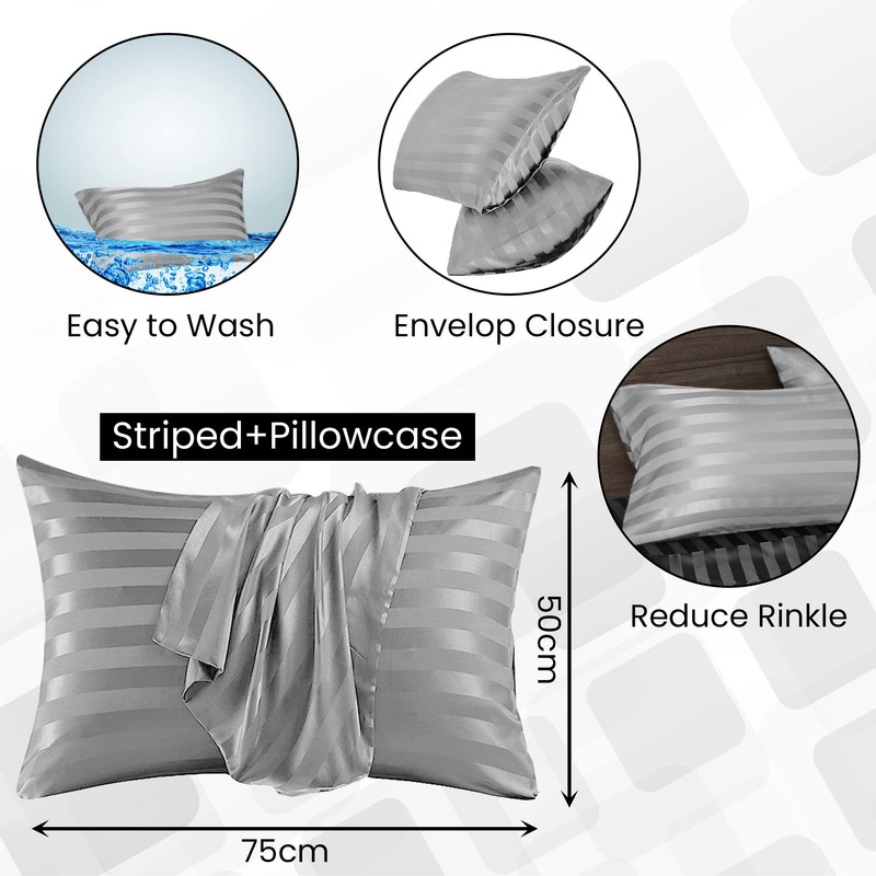 Stripe Satin Silk Pillowcase Pillow cover for Hair and Skin