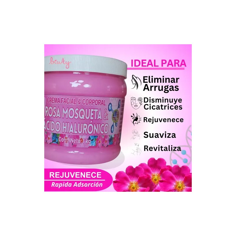 Crema Rosa Mosqueta & Ácido Hialurónico Anti-edad (1 Kilo)