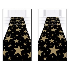 Beistle Star Runners 2 Piece, 24" x 10', Black/Gold