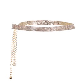 jascaela Women's Sparkle Rhinestonel Chain Belt Glitter Waist Belt for Wedding Dress Formal dress - Gold