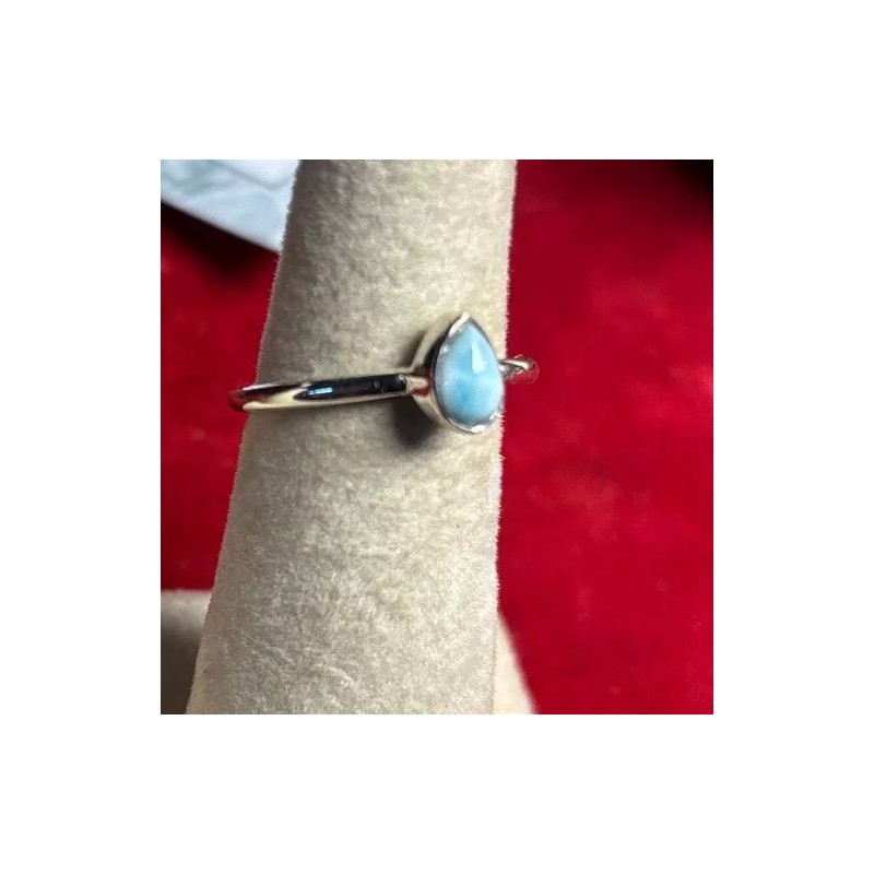 Natural Creations Sterling silver stackable ring size 5 Larimar