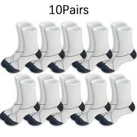 Crew cotton Socks unisex - 10-20-30 Pairs, Arch Compression, Moisture Wicking, Cushioned, Athletic unisex Socks Size 6-12 - quantity: 10 pairs white