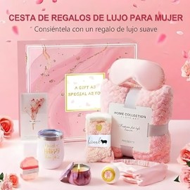 Canasta de Regalo de Spa Relajante para Ella - Detalle Perfecto para Mujer, Mamá, Novia, Hermana o Amiga en Cumpleaños, Día de la Madre o San Valentín, Kit de Relajación y Autocuidado (Rosa)