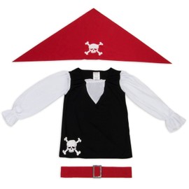 Hauntlook Deluxe Caribbean Pirate Costume & Accessory Kit - Includes 6 Props & Outfit (Youth Large)