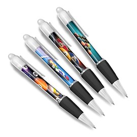 DV DESIGN Set of 4 Pool White Ballpoint Pens - Snooker Sports Billiards 8 Ball Theme Boys Girls Men Women Stationery Pen #79602