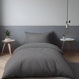 LivinEase Brushed Microfibre Single Duvet Cover Sets - 100 GSM Grey Single Duvet Cover with 1 Pillowcase (50x75 cm) - Hotel Quality Hypoallergenic, Easy Care and Comfortable