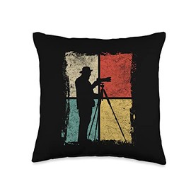 Vintage Photographer Landscape Photography Camera Throw Pillow