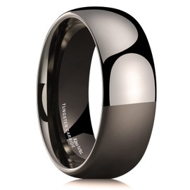 King Will Basic 2mm 4mm 6mm 8mm Tungsten Wedding Band Ring for Men Women Silver/Gunmetal/Black Domed High Polish Tungsten Carbide Ring Comfort Fit 4-15 - 8mm Gunmetal Size 9