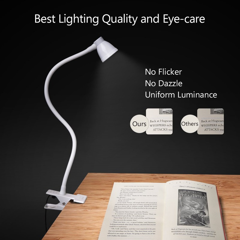 CeSunlight Clamp Desk Lamp, Clip on Reading Light, 3000-6500K Adjustable