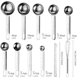 Measuring Spoons and Measuring Cups Set of 19pcs,TBSP Copper Measuring Spoons Set with Leveler Scoop/Clip Spaghetti Measurer for Baking, Liquid and Solid (Rose Gold Color)