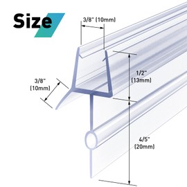 Shower Door Bottom Seal,2 PCS 3/8" X 36" Shower Door Sweep for 3/8 Inch Glass,Frameless Glass Door Seal Strip to Seal 20mm Gap, Stop Shower Leaks and Create a Water Barrier