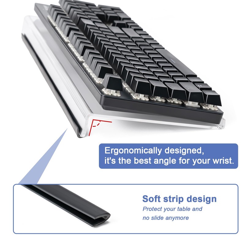 BOOMIBOO Clear Acrylic Tilted Computer Keyboard Holder for Ergonomic Typing,