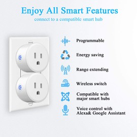 Smart Plug,DOGAIN Zigbee Smart Plugs Outlet Works with ST and Echo Plus Hub Voice Control Compatible with Alexa and The Google Assistant (Hub Required)(2 Pack)