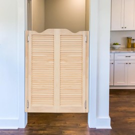 CNCEST Swinging Doors - Western Style Pine Wood Louvered Door (32"x42")